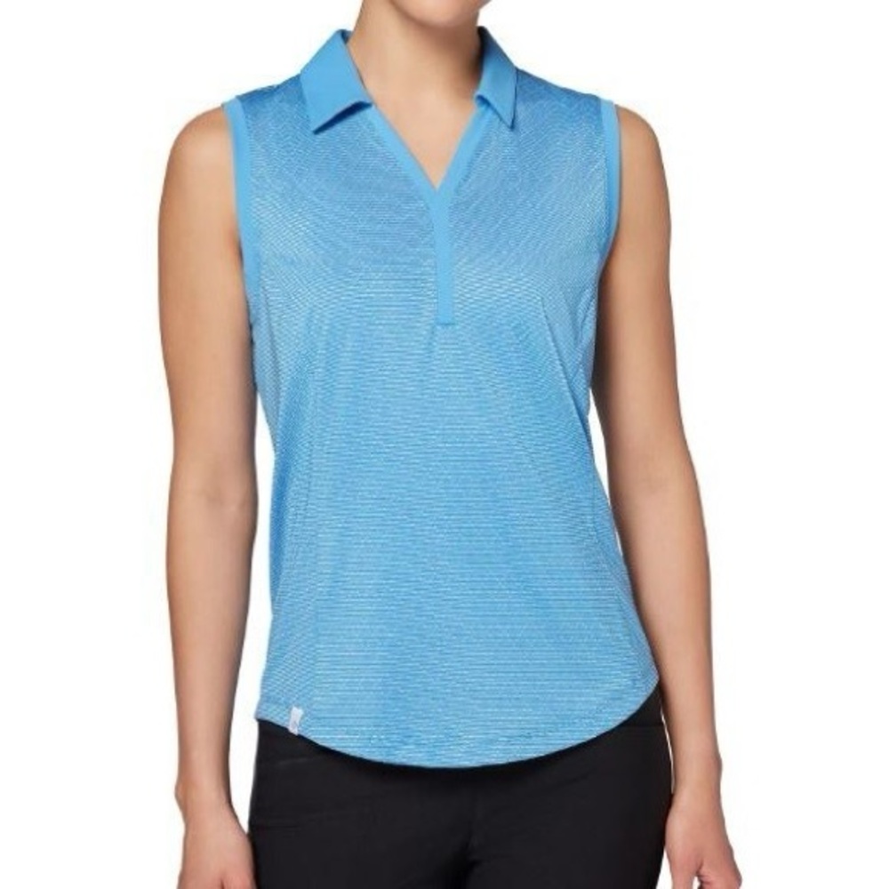 NWOT Lady Hagen Off the Races Textured Sleeveless Golf Tennis Polo